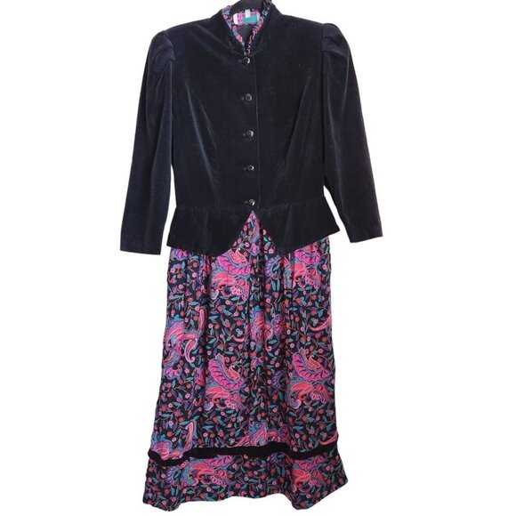 Jane Schaffhausen belle france dress Women's 10 Velvet‎ Black - Picture 1 of 12
